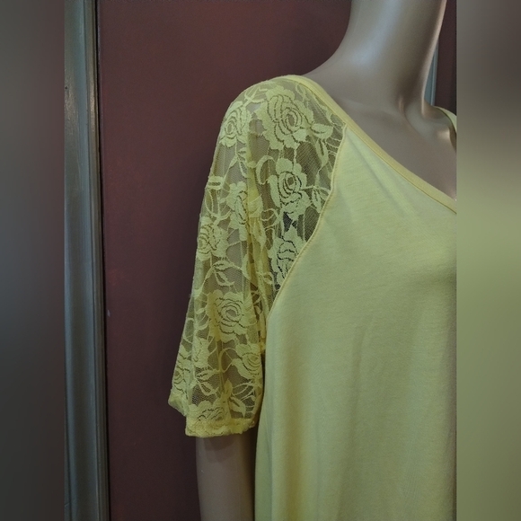 Zenna women's size 1x yellow with lace sleeves blouse shirt top - Picture 8 of 8